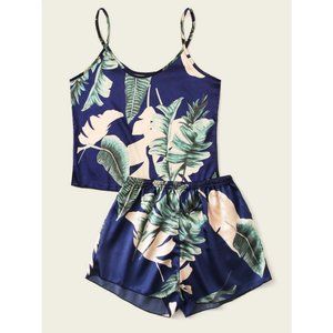 Tropical Print Satin Cami PJ Set